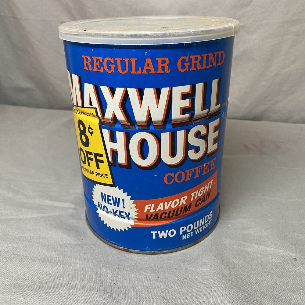 Vintage Regular Grind Maxwell House 2lb‎ Coffee Can w Lid New No-Key
